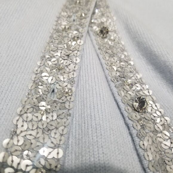 SAKS FIFTH AVENUE Sweater Womens Small Light Blue 100% Cashmere 2-Piece Cardigan - Picture 5 of 13